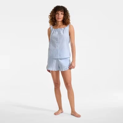 Женская пижама Lands End из жатого хлопка, синяя