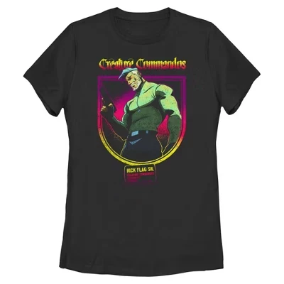 Женская футболка Creature Commandos General Rick Flag черного цвета