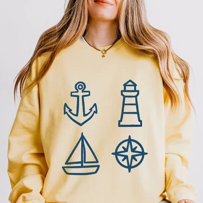 Лодочный компас Anchor Lighthouse - женская легкая одежда, окрашенная в цвет свитшота butter