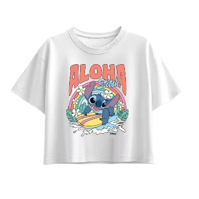 Детская футболка Disney Aloha Stitch Rainbow Surf, белая