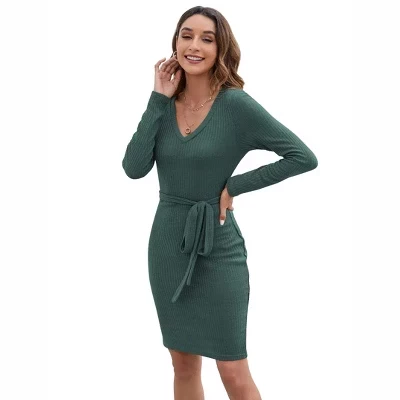 Женское платье-свитер Yesfashion, темно-зеленое