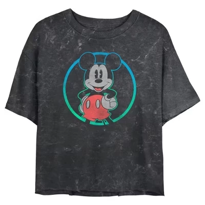 Женская укороченная футболка Mickey & Friends, черная