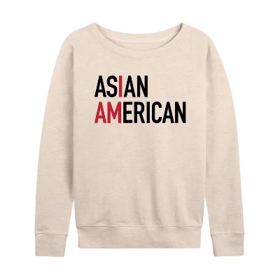 Женская рубашка с рисунком I Am Asian American, легкая французская махровая рубашка с широким вырезом и длинным рукавом.
