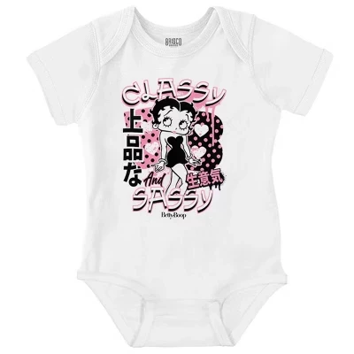 Иероглиф Betty Boop - стильный и дерзкий детский боди-джемпер для девочек лицензированного черного цвета