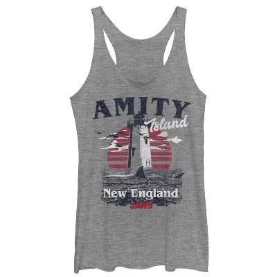 Женская спортивная майка Jaws Amity Island Tourist Lighthouse Racerback
