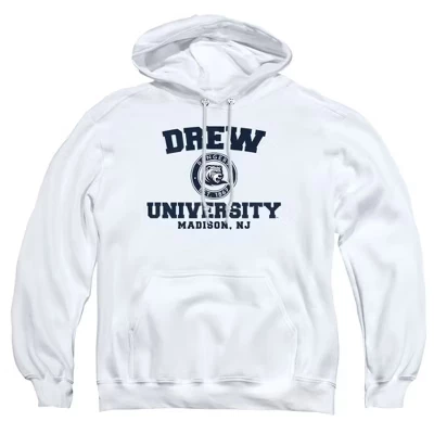 Унисекс худи NCAA Drew University, круглый логотип, серый меланж