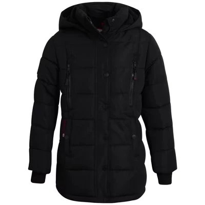 Зимнее пальто для девочек CANADA WEATHER GEAR – Стеганая пуховая куртка-парка средней длины (7-16) черного цвета