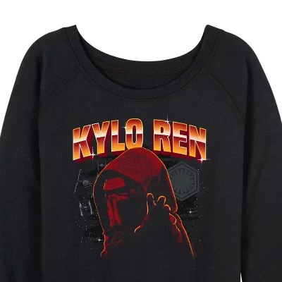 Women's -  - Kylo Ren Lightweight French Terry Wide Neck Long Sleeve Graphic Shirt black