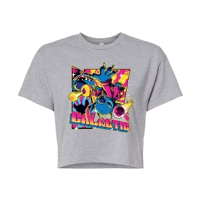 Женская укороченная футболка с рисунком Lilo & Stitch heather grey