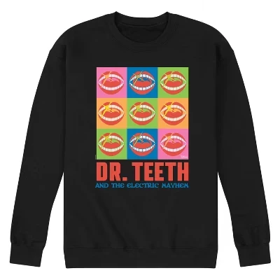 Мужская флисовая толстовка с графическим рисунком Dr. Teeth и Electric Mayhem Mouth Grid черного цвета.