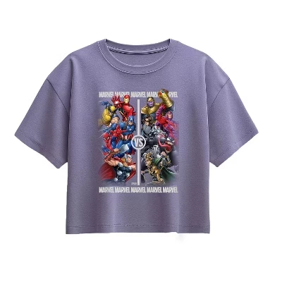 Marvel Vs Villans Short Sleeve Boxy Graphic T-Shirt periwinkle