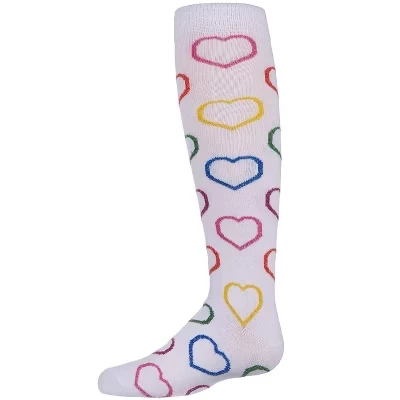 Носки до колена из хлопчатобумажной смеси Memoi Dazzling Hearts для девочек белого цвета
