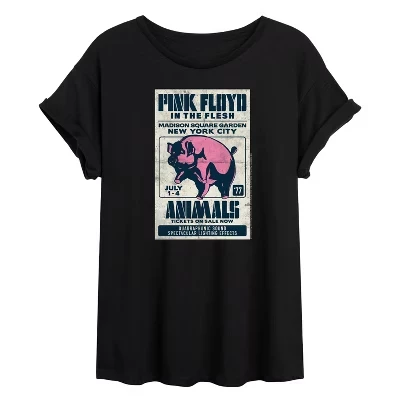 Женская футболка Pink Floyd Animals оверсайз, черная