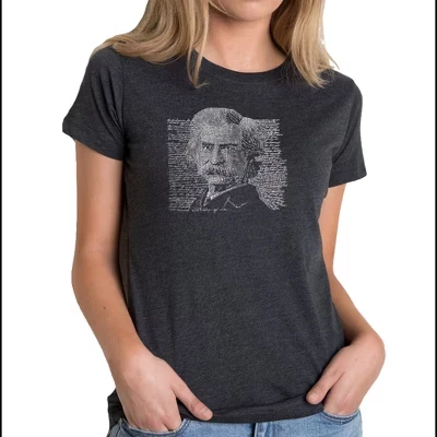 Женская футболка премиум-класса с надписью Word Art - Mark Twain, черная