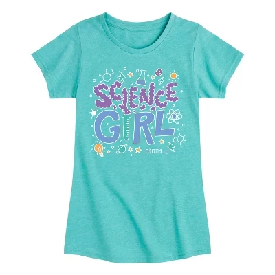 Приталенная футболка Science Girl с коротким рукавом и рисунком бирюзового цвета
