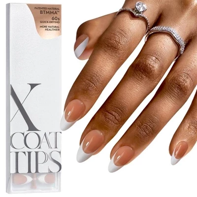 Накладные ногти BTArtboxnails XCOATTIP® - Белый Френч - Миндальные ногти -150 карат