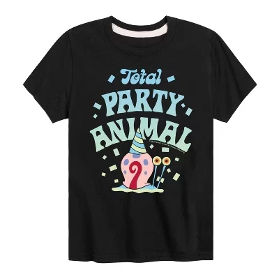 Футболка для мальчиков - Губка Боб Квадратные штаны - Total Party Animal с коротким рукавом и рисунком, черная