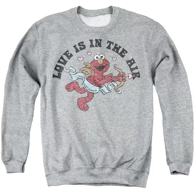 Men's  Elmo Love Is In The Air Crewneck Sweatshirt athletic heather