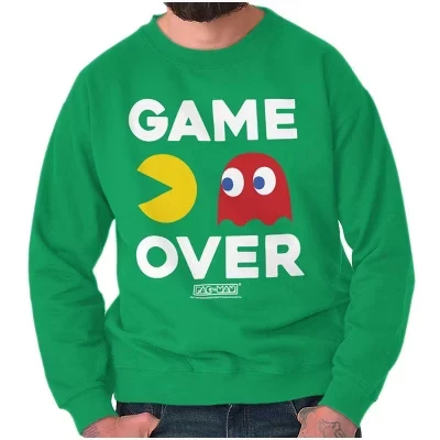 Толстовка PACMAN Game Over Blinky Ghost для мужчин или женщин с лицензией черного цвета