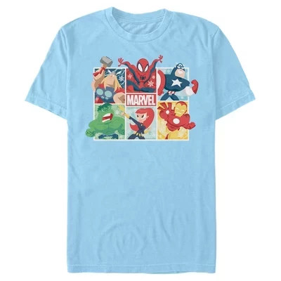 Мужская футболка Marvel с зимними героями, голубая