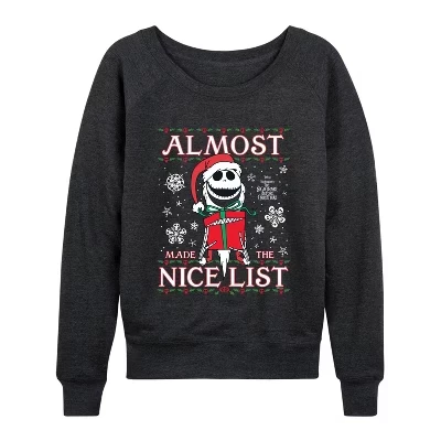 Женская рубашка Jack Nice List из легкого французского махрового полотна с широким вырезом и длинным рукавом с графическим рисунком heather charcoal