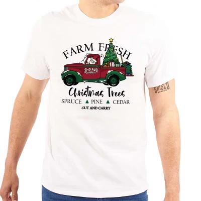 Футболка с изображением грузовика Farm Fresh Christmas Tree Truck для мужчин или женщин белого цвета