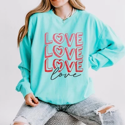 Love Stacked Sketched - Женская легкая одежда, окрашенная в мелово-мятный цвет.