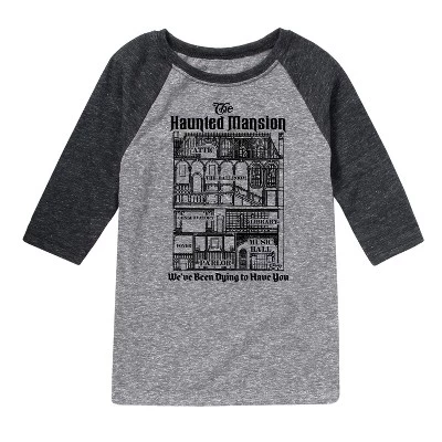 Футболка с рисунком Реглан Athletic heather/heather black - Аттракцион в парках особняка с привидениями