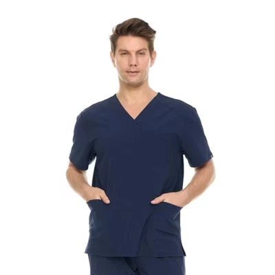 Мужской скраб-топ HEAL+WEAR с V-образным вырезом - Мягкий и дышащий | Рабочая одежда медсестры с несколькими карманами, которую можно стирать в машине