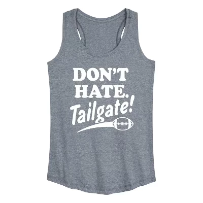 Женская спортивная майка Don't Hate Tailgate Graphic Racerback серого цвета.