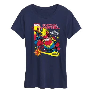 Женская футболка с коротким рукавом Captain Comic с графическим рисунком темно-синего цвета