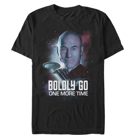 Мужская футболка : The Next Generation Picard Boldly Go One More Time, черная
