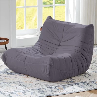 Кресло-мешок Togo Sofa, 28D пена с эффектом памяти, легко моется и переносится, Высококачественная искусственная кожа, Легкий напольный диван для гостиной, спальни, синий