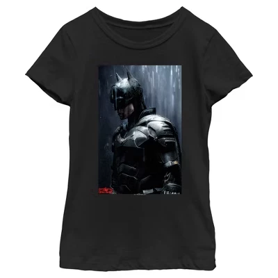 Футболка для девочек DC Comics The Batman Rain, черная