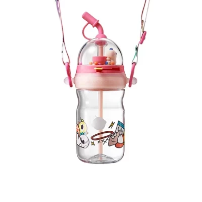 Бутылка для воды T-Rex Shooting Water Bottle из Тритана, не содержащего бисфенола А, 17 унций, герметичная детская бутылочка, которую можно мыть в посудомоечной машине, чашка для малышей с розовой соломкой
