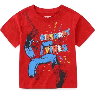 Футболка Marvel Birthday Boys с коротким рукавом для малышей и больших детей - Red красный