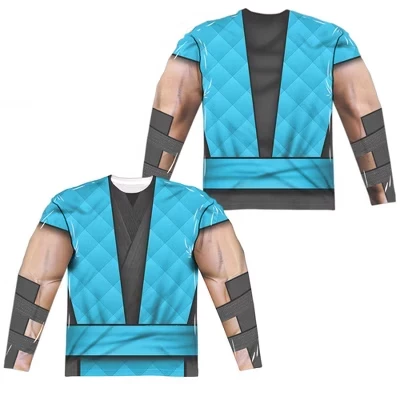 Мужская классическая футболка Sub Zero с принтом спереди и сзади, костюм с длинным рукавом, белая