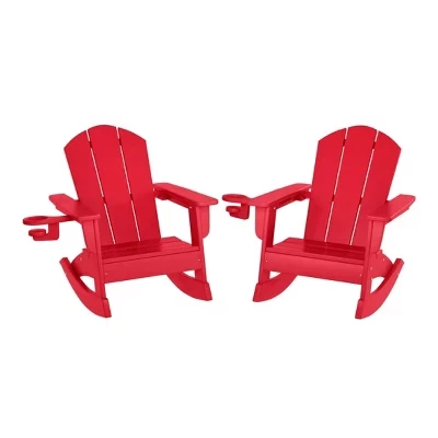 Классические кресла-качалки Adirondack для малышей дошкольного возраста Malibu Outdoor из полиэтилена высокой плотности (комплект из 2-х) красного цвета