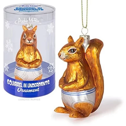 Стеклянная игрушка Accoutrements «Белка в трусах»