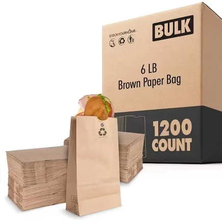 Бумажные пакеты Stock Your Home крафт 1200 шт, коричневые