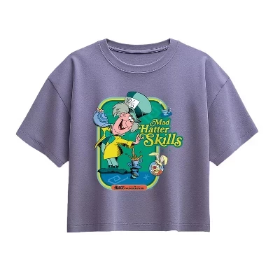 Mad Hatter Skills Short Sleeve Boxy Graphic T-Shirt periwinkle