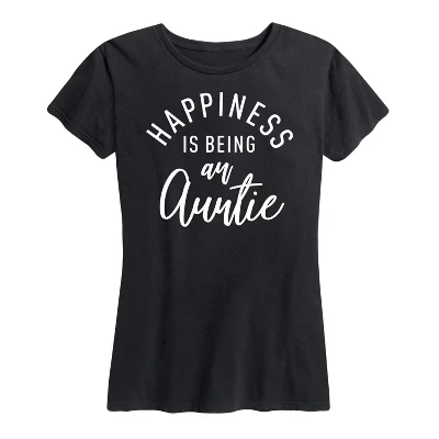 Женская футболка Happiness Auntie с коротким рукавом и графическим рисунком, черная