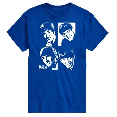 Мужская футболка с коротким рукавом и графическим рисунком John Paul George Ringo Face Grid синего цвета