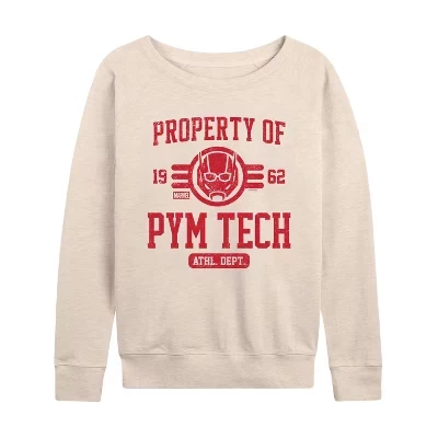 Женская рубашка - - - Property Of Pym Tech из легкого французского махрового материала с широким вырезом и длинным Рукавом, выполненная в графическом стиле.