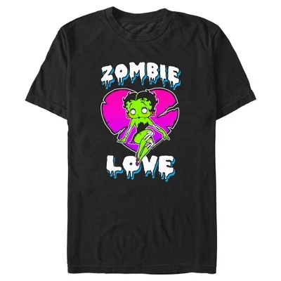 Мужская футболка Betty Boop Zombie Love, черная
