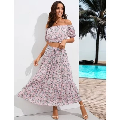 Женский комплект Yesfashion с топом и юбкой, розовый