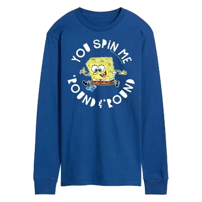 Мужской лонгслив SpongeBob You Spin Me Round, синий