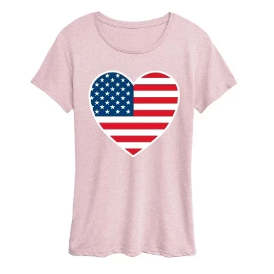 Женская футболка Instant Message «USA Flag Heart», розовый меланж
