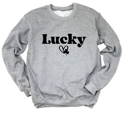 Женская графическая толстовка Lucky с сердечком и Клевером графитового цвета