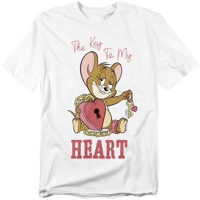 Men's Tom And Jerry Valentine's Day Key To My Heart T-Shirt white